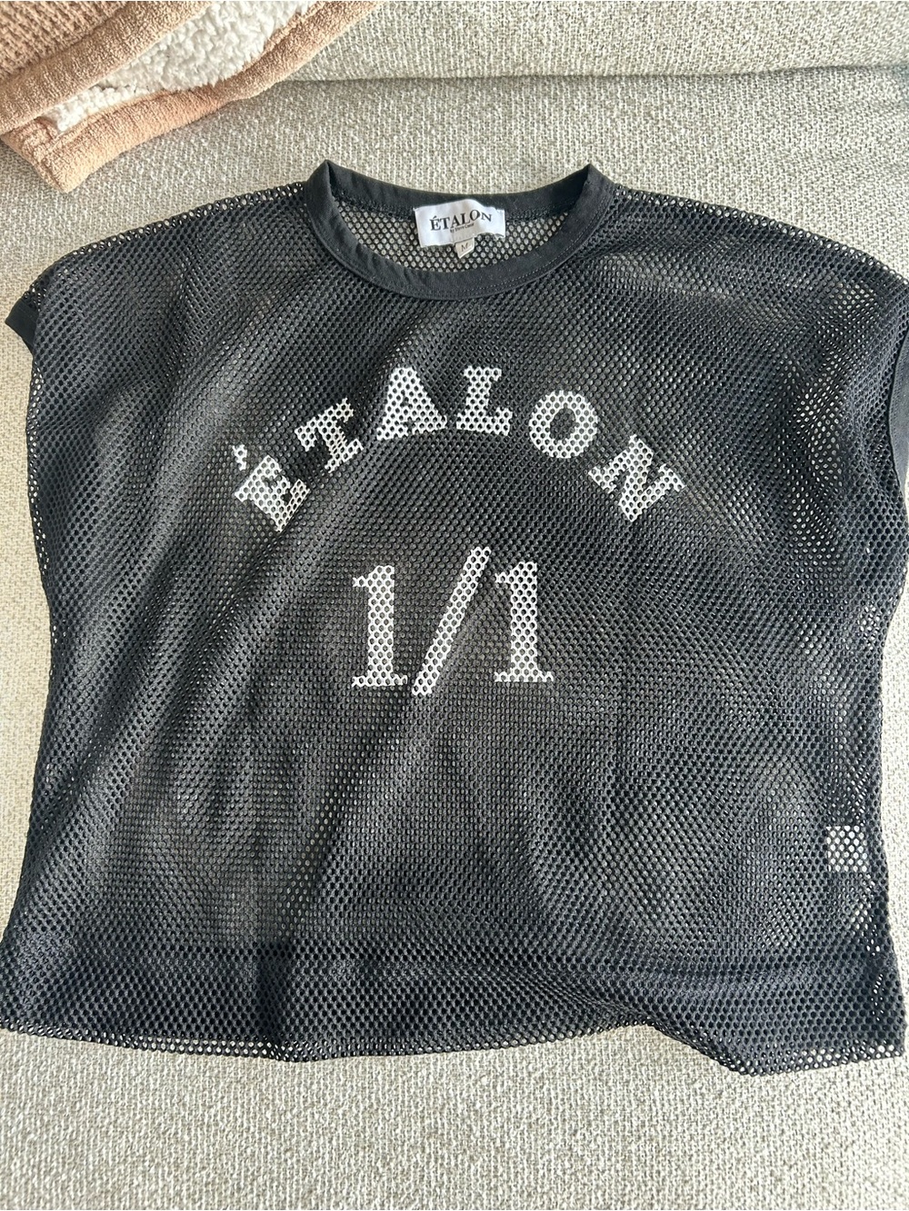ÉTALON Black Mesh Cutoff with White Logo